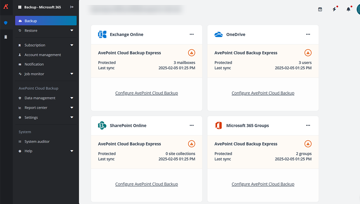 Optrium • AvePoint Cloud Backup pour Microsoft 365